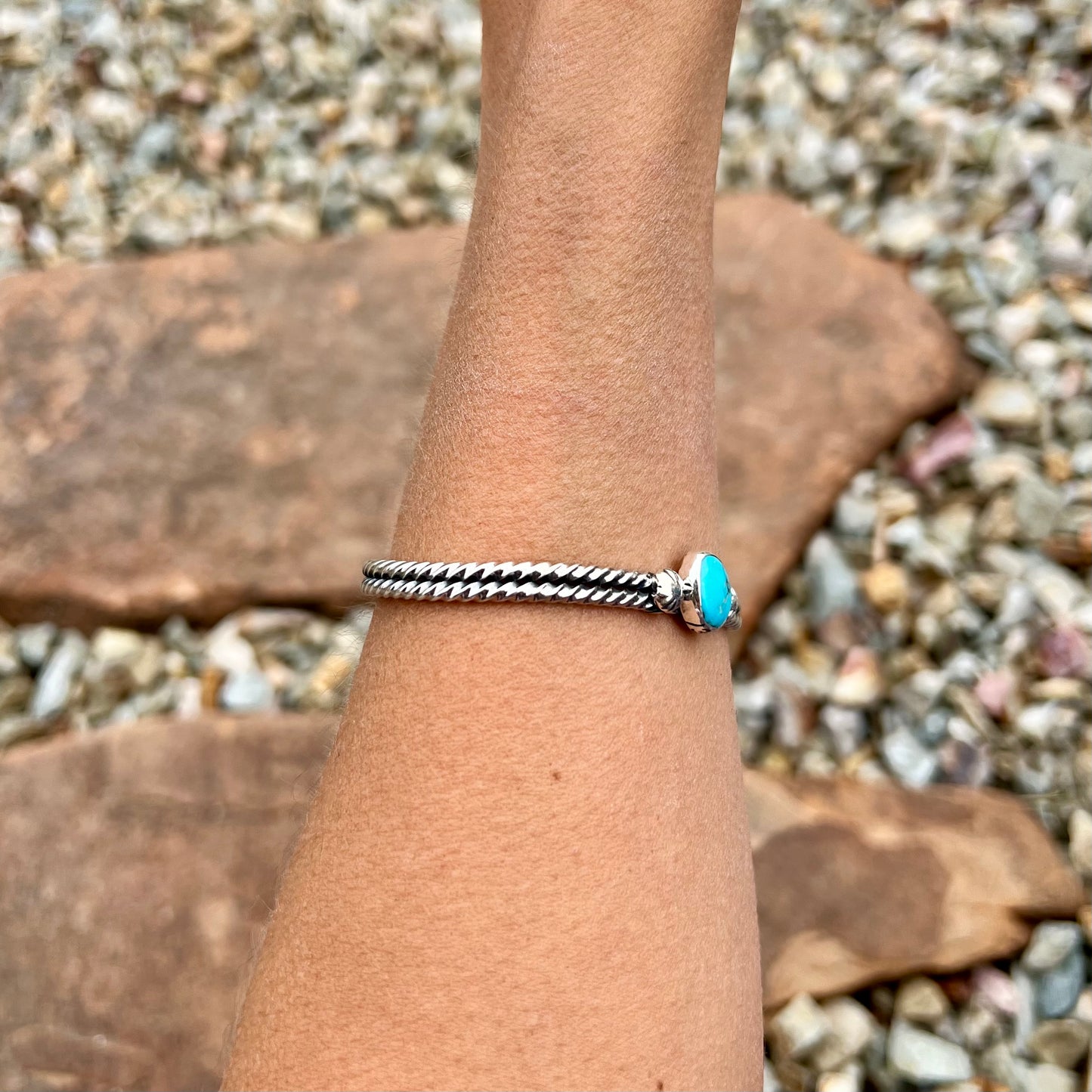 Twist Wire Turquoise Stacker Cuff