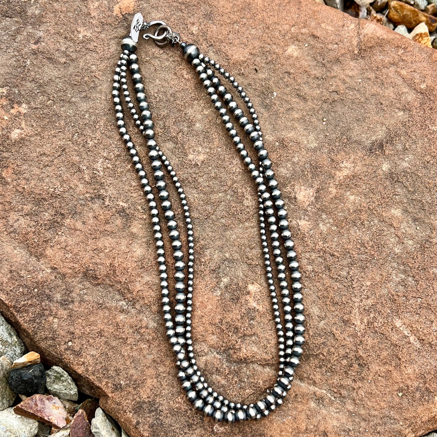 3 Strand Sterling Silver Beaded Necklace