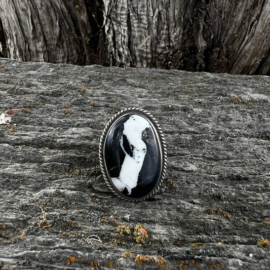 White Buff Adjustable Ring