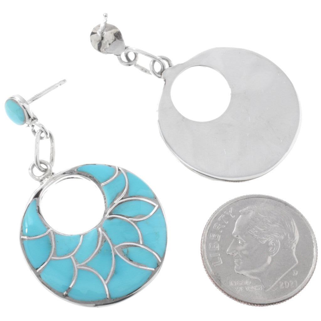 Zuni Turquoise Channel Inlay Dangle Earrings