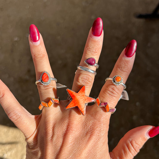 Orange Spiny Star Ring