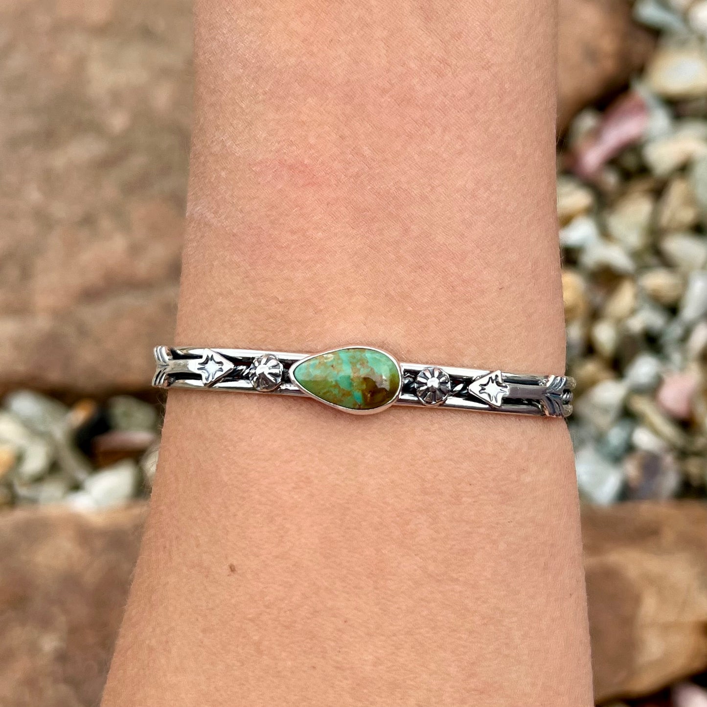 Turquoise and Sterling Arrow Stacker Cuff