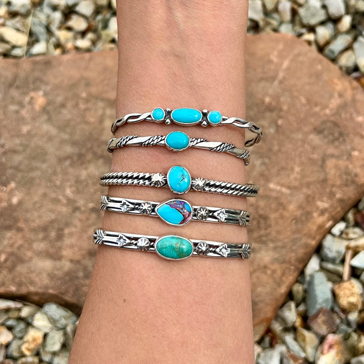 Twist Wire Turquoise Stacker Cuff