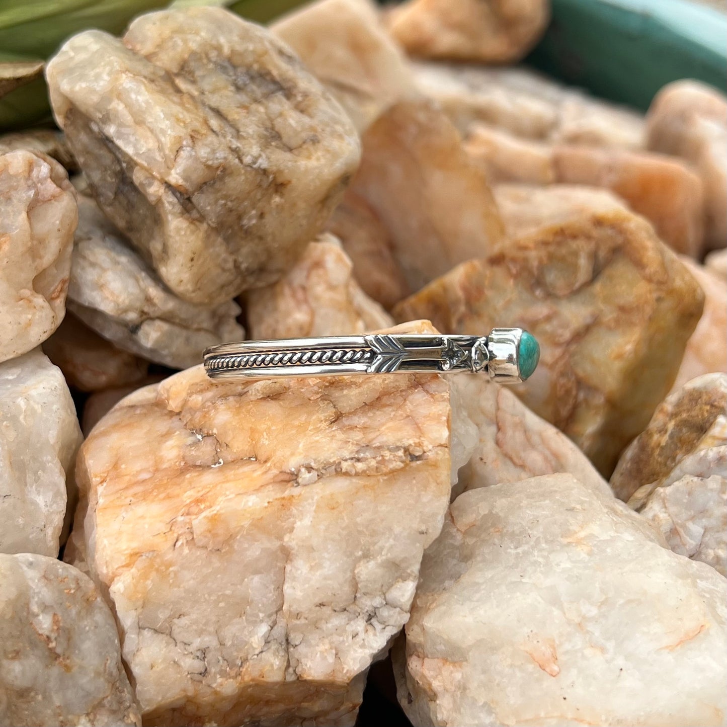 Turquoise and Sterling Arrow Stacker Cuff