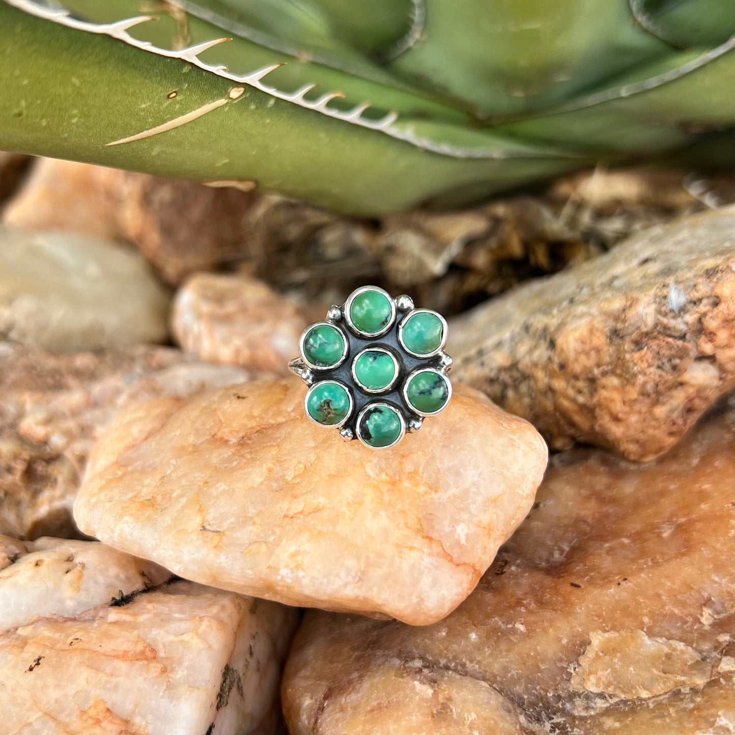 Green Turquoise Cluster Ring