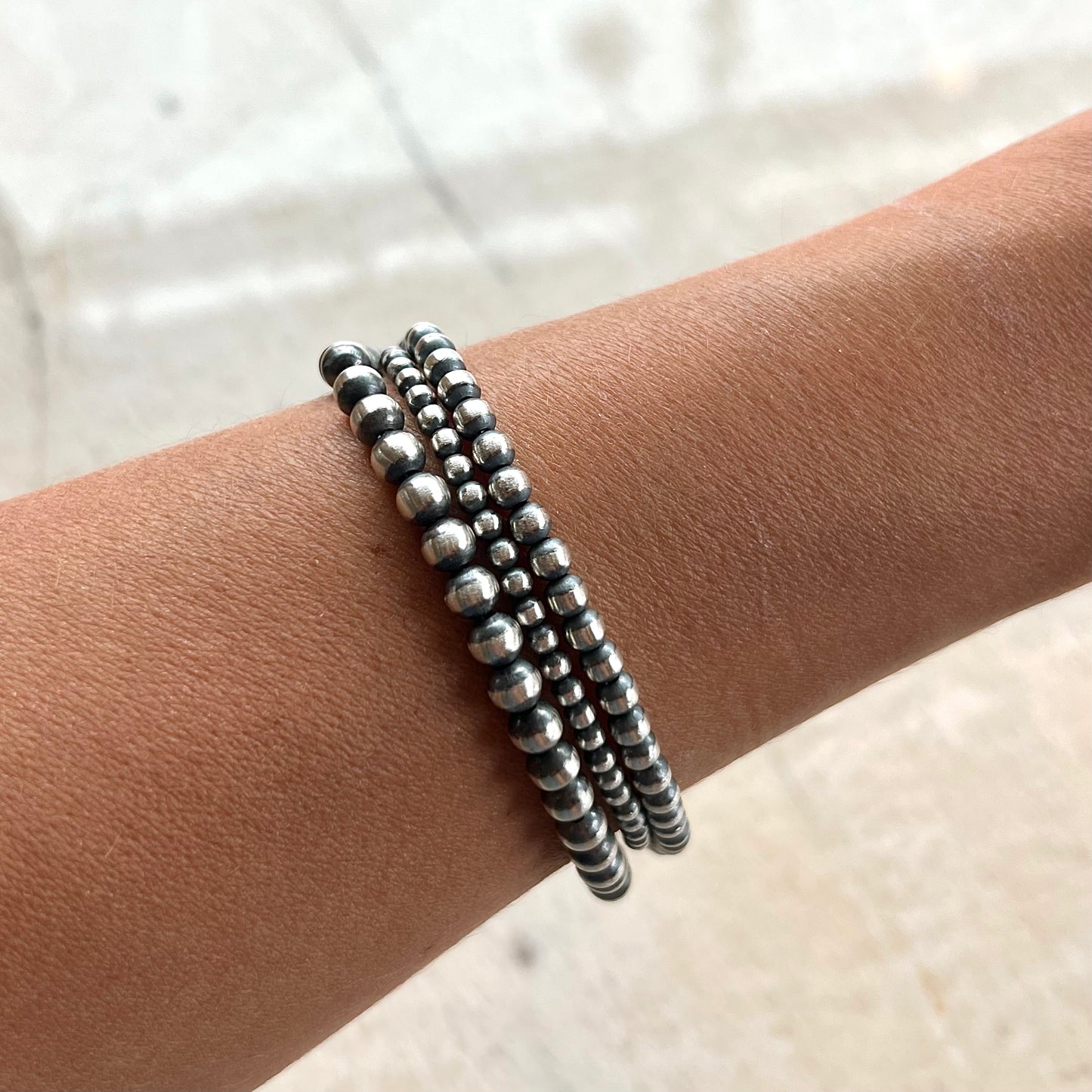 3 Strand Sterling Bead Bracelet