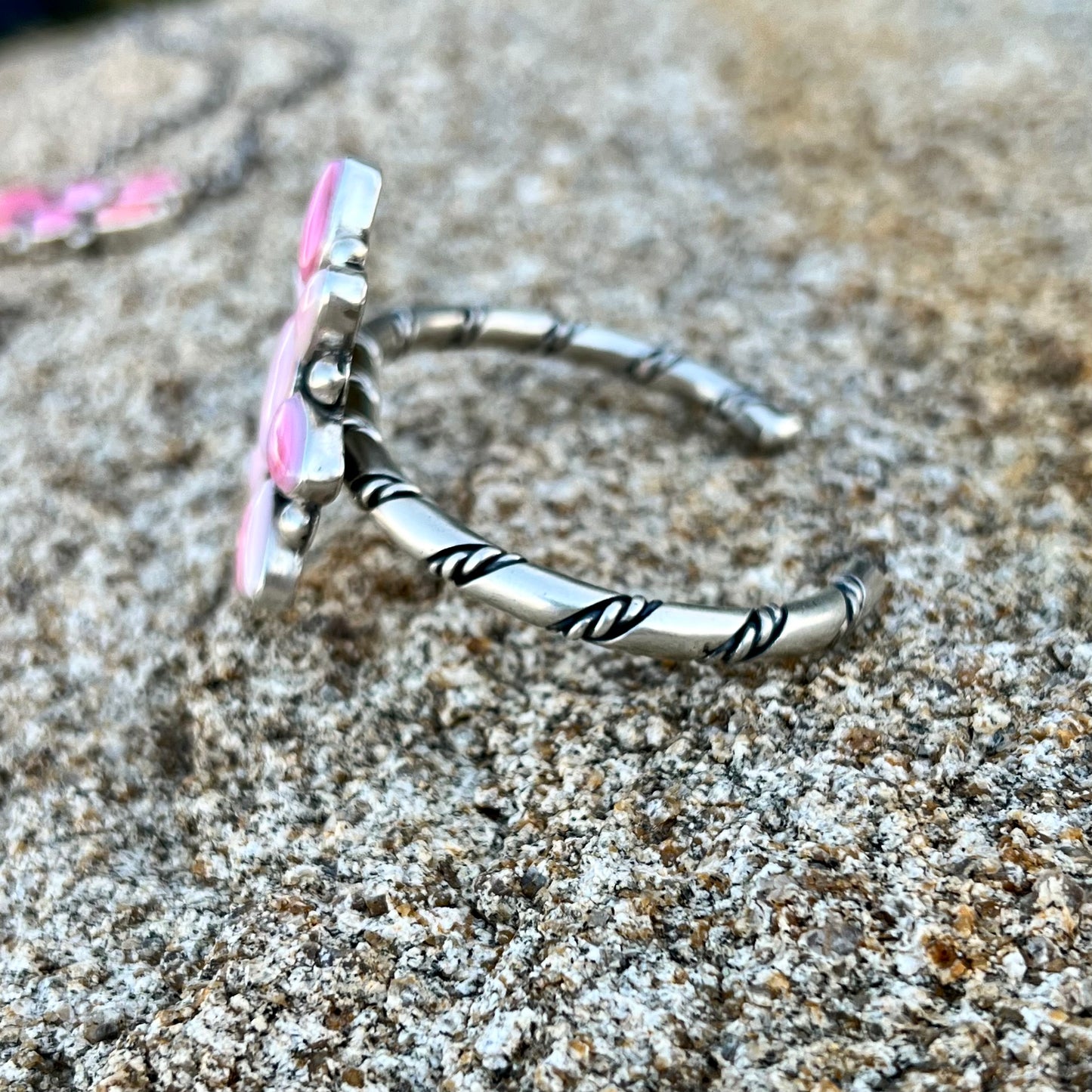 Pink Conch Cluster Cuff