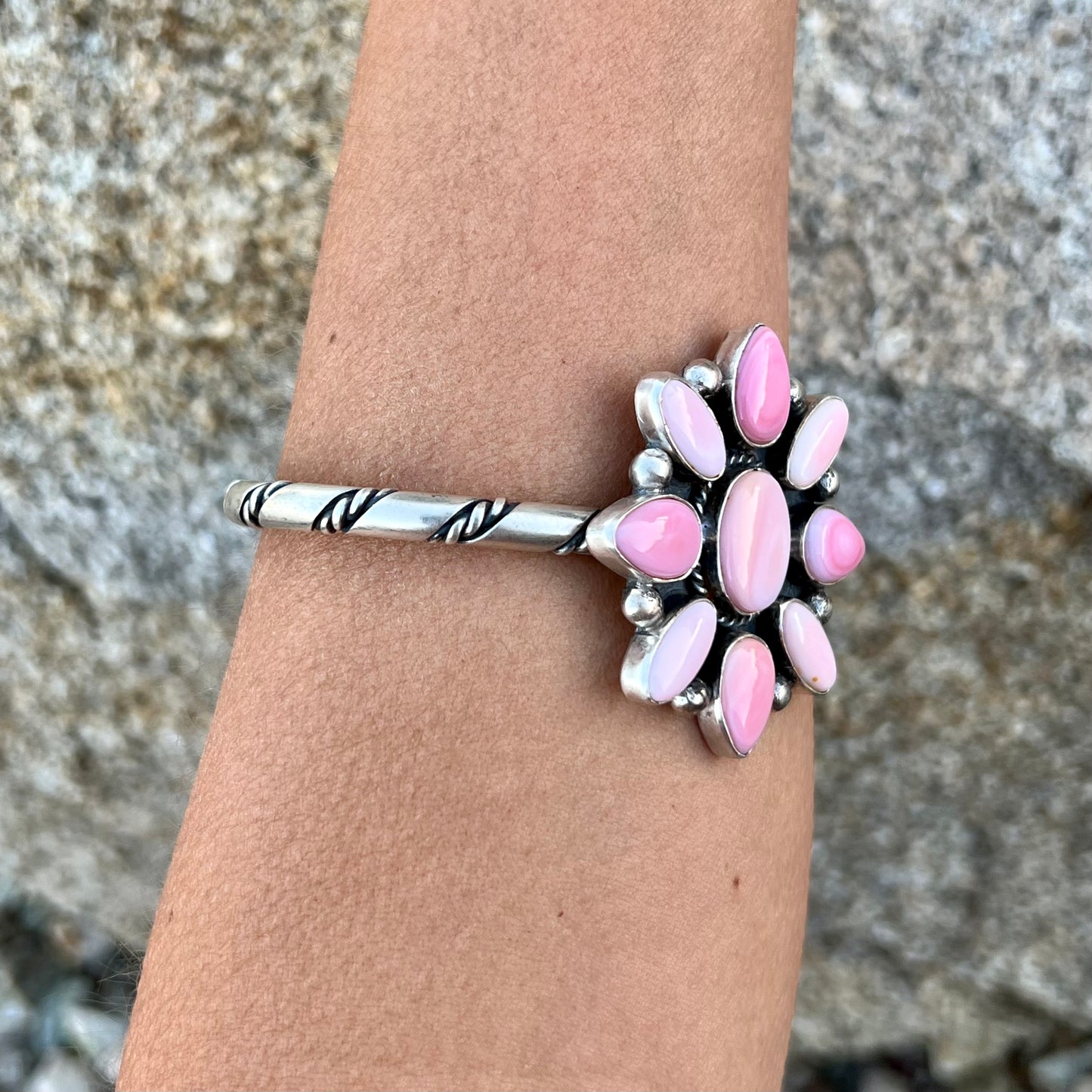 Pink Conch Cluster Cuff