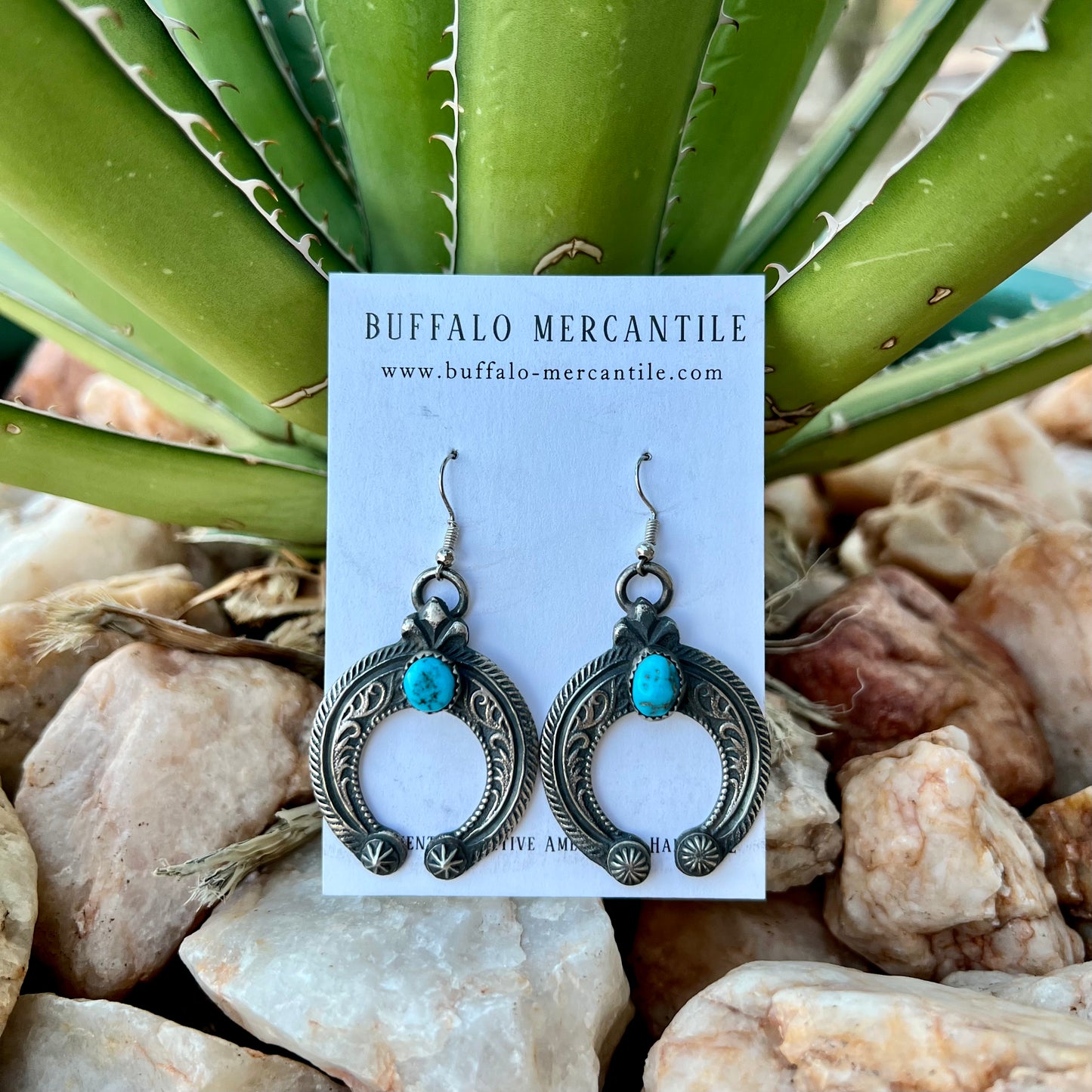 Turquoise and Sterling Naja Earrings