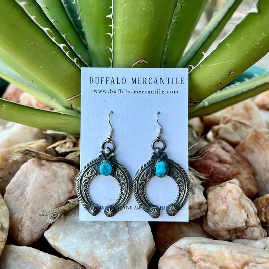 Turquoise and Sterling Naja Earrings