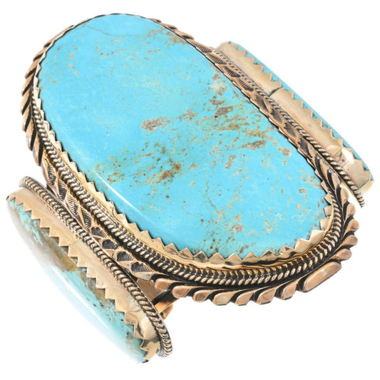 HUGE Vintage Turquoise Mountain Gold Cuff