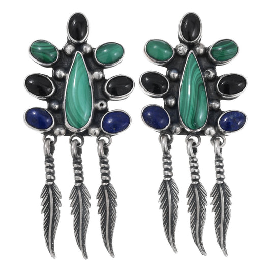 Vintage Multi-Stone Feather Earrings