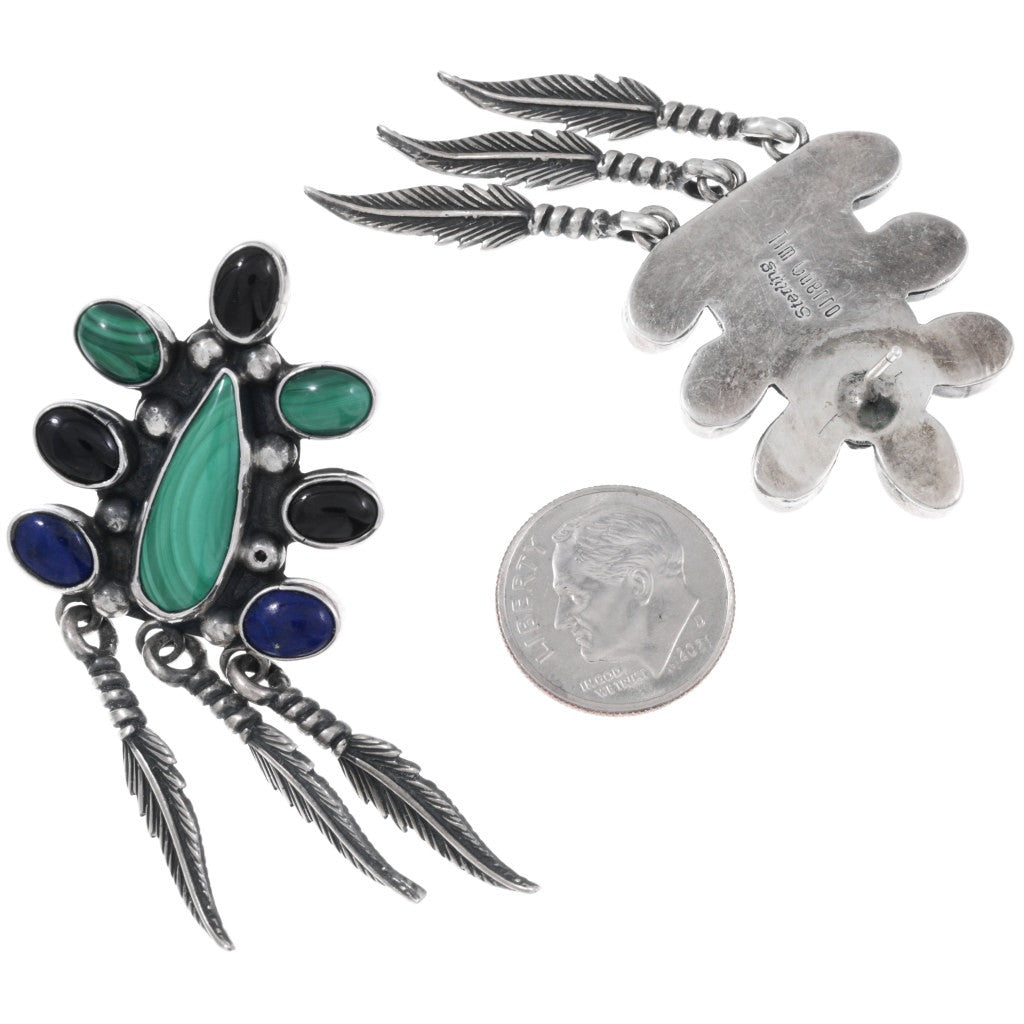 Vintage Multi-Stone Feather Earrings