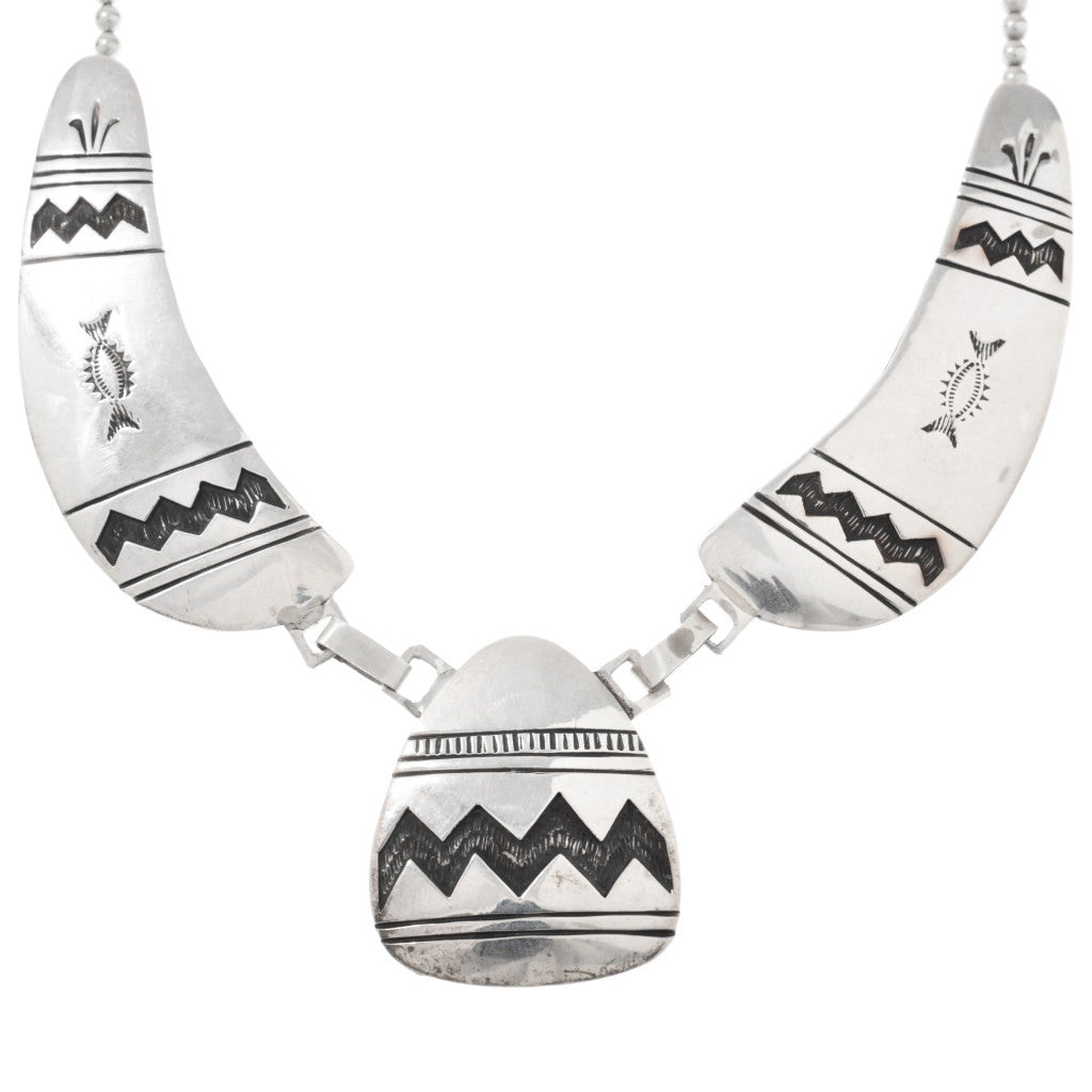 Vintage Sterling Silver Navajo Overlay Necklace Set