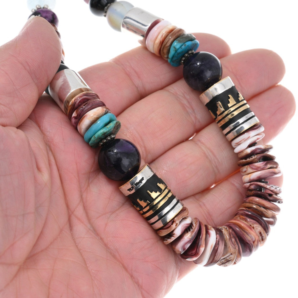 Rose Singer Purple Spiny Multi-Stone Necklace