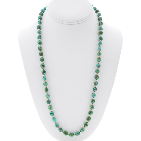 High Grade Sonoran Turquoise and Gold Beaded Necklace