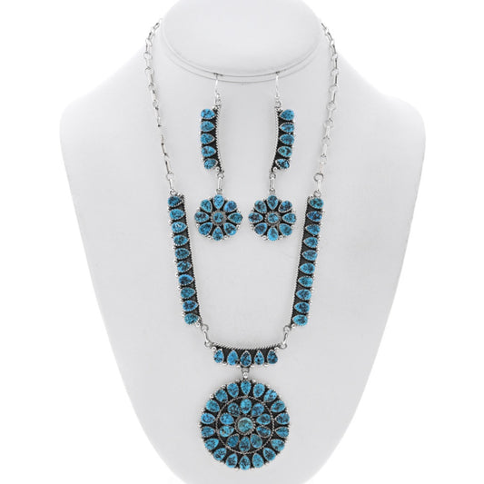 Kingman Turquoise Navajo Medallion Necklace
