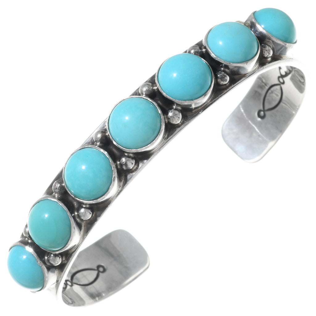 Kingman Turquoise Round Row Cuff