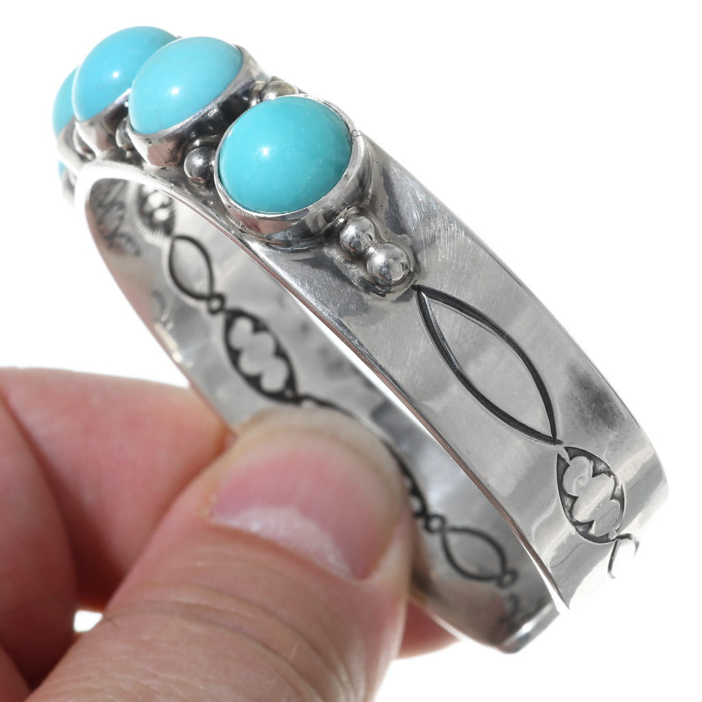 Kingman Turquoise Round Row Cuff