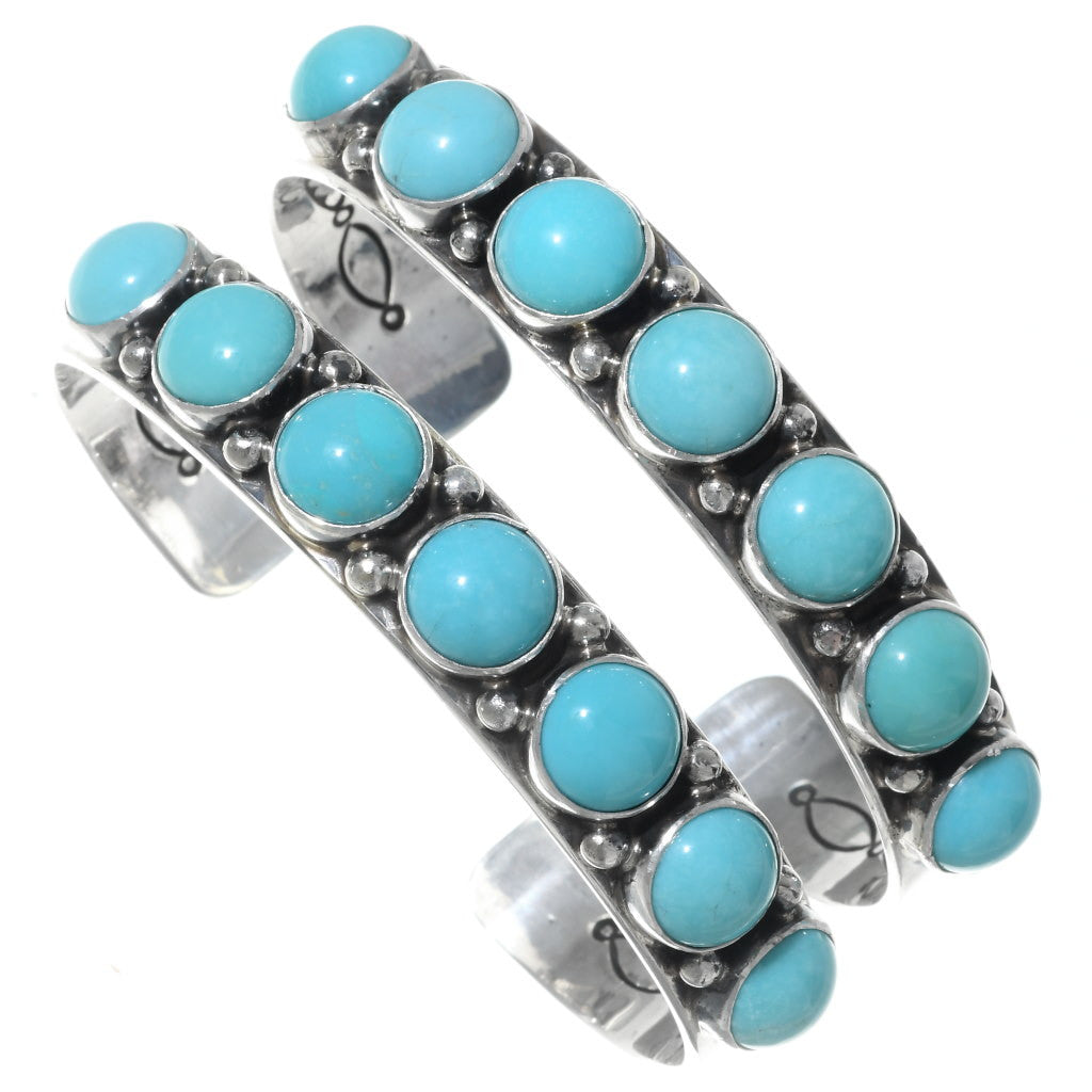 Kingman Turquoise Round Row Cuff