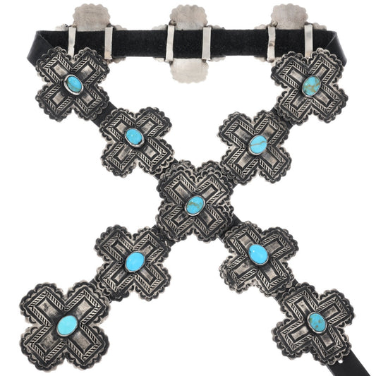 Vintage Turquoise Cross Concho Belt