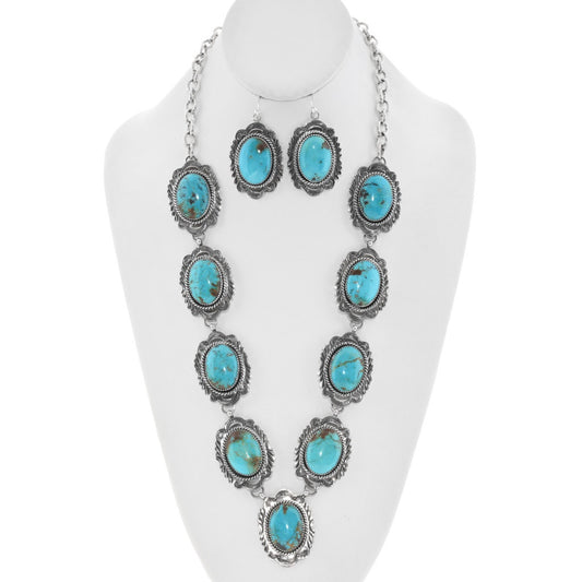 Kingman Turquoise + Sterling Statement Necklace Set