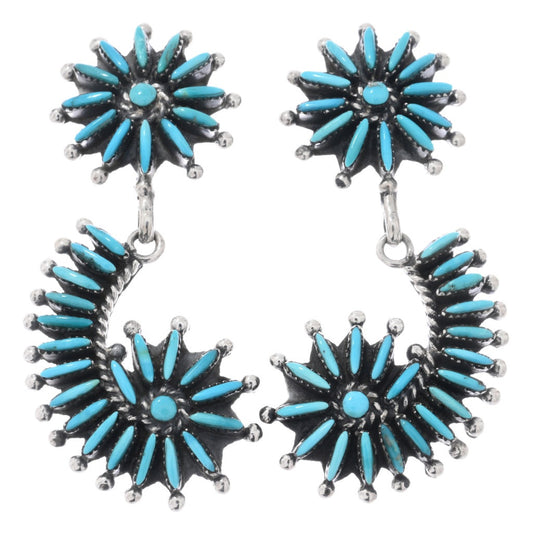 Zuni Handmade Needlepoint Turquoise Earrings