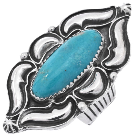 Handmade Sterling Silver and Turquoise Repoussé Ring