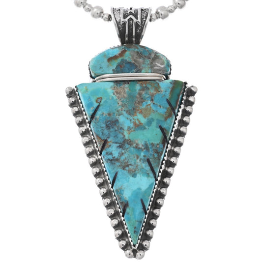 Hand Carved Turquoise Arrowhead Pendant