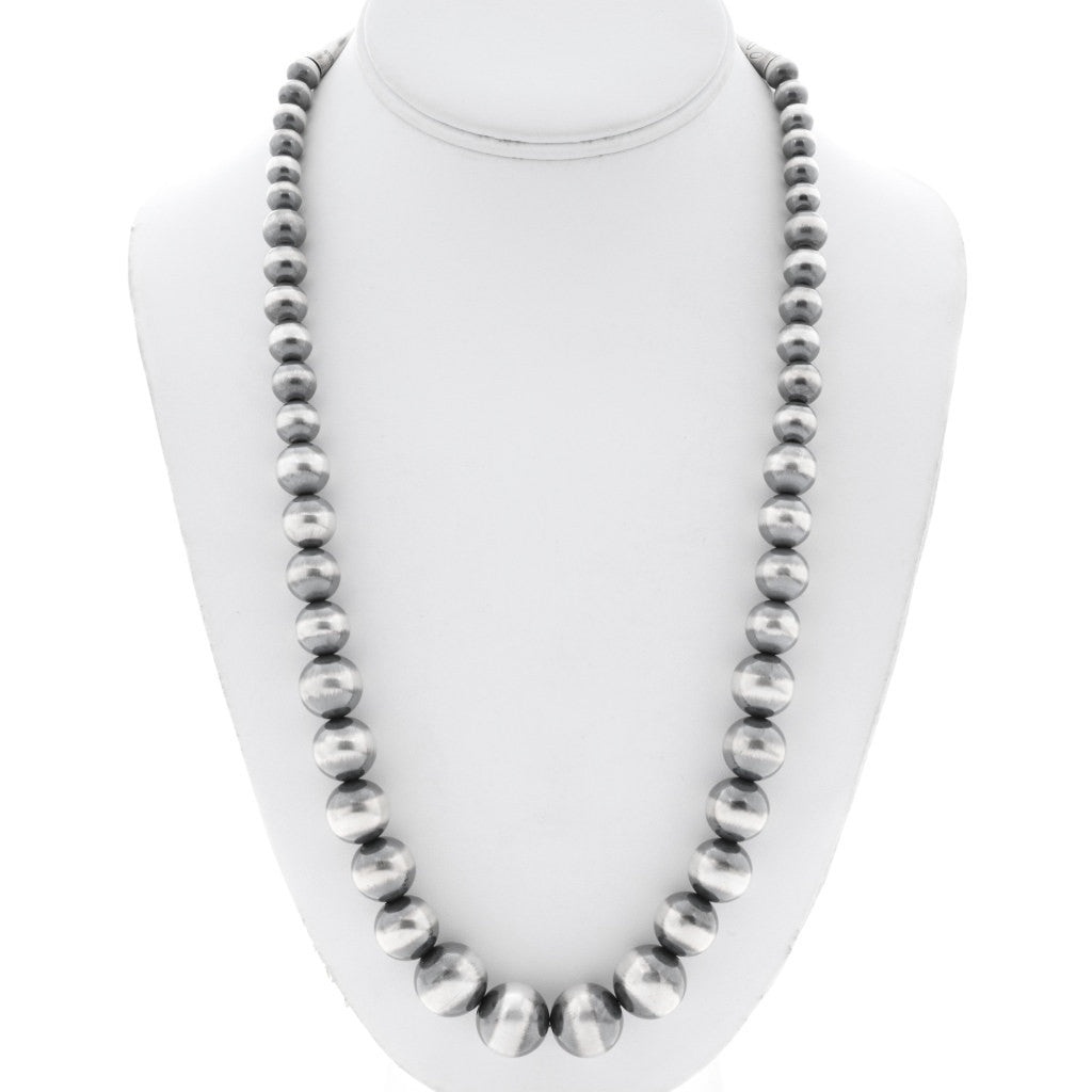 24” Graduated Sterling Silver Beaded Necklace