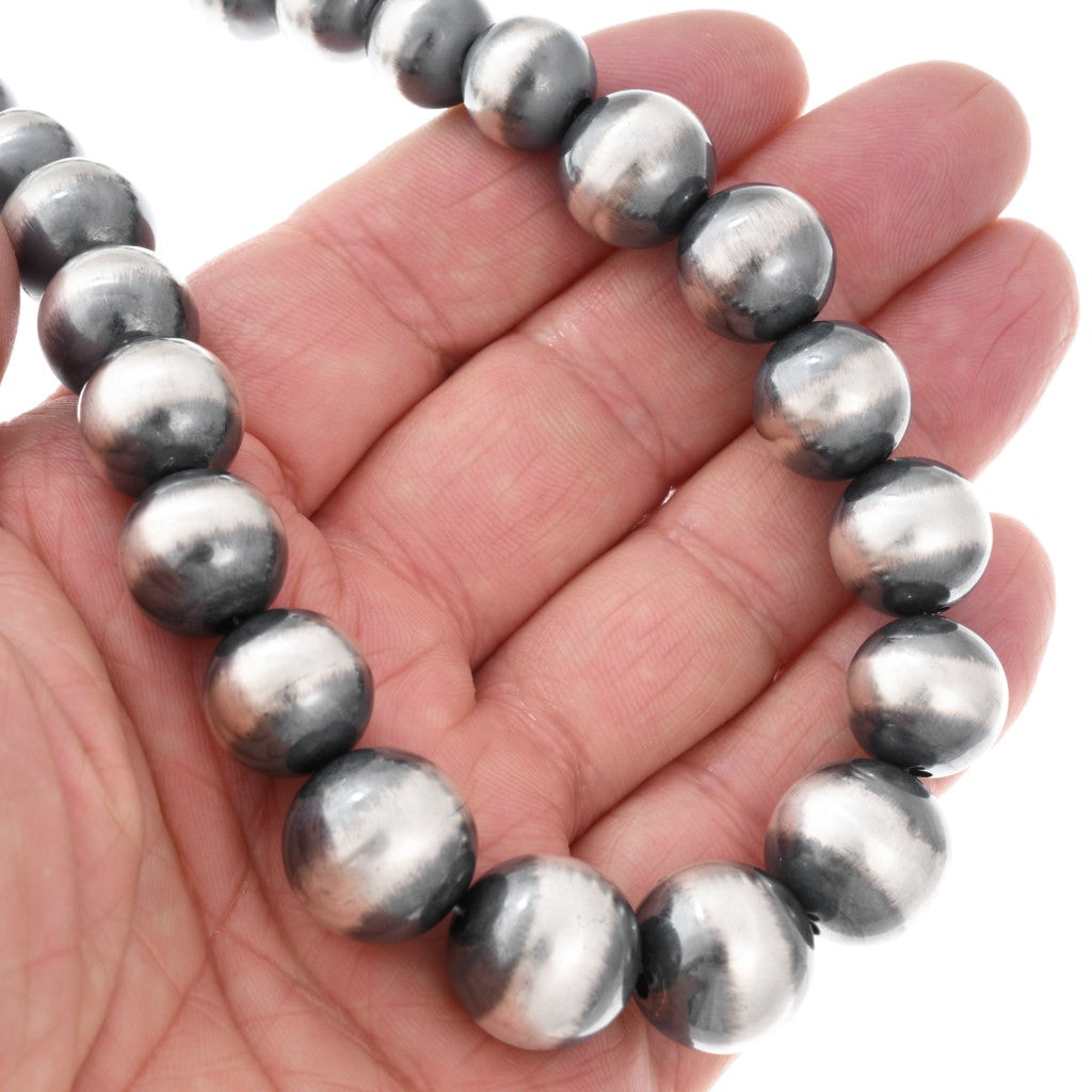 24” Graduated Sterling Silver Beaded Necklace