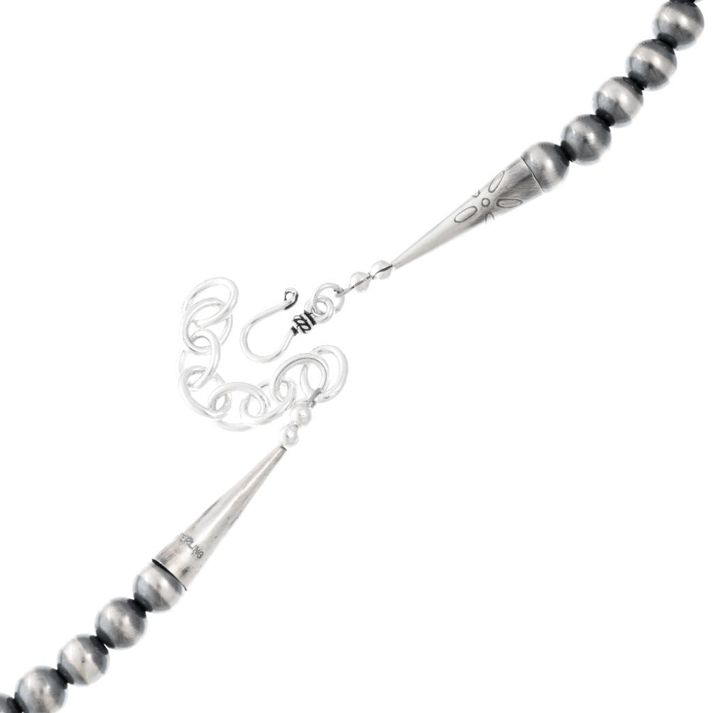 24” Graduated Sterling Silver Beaded Necklace