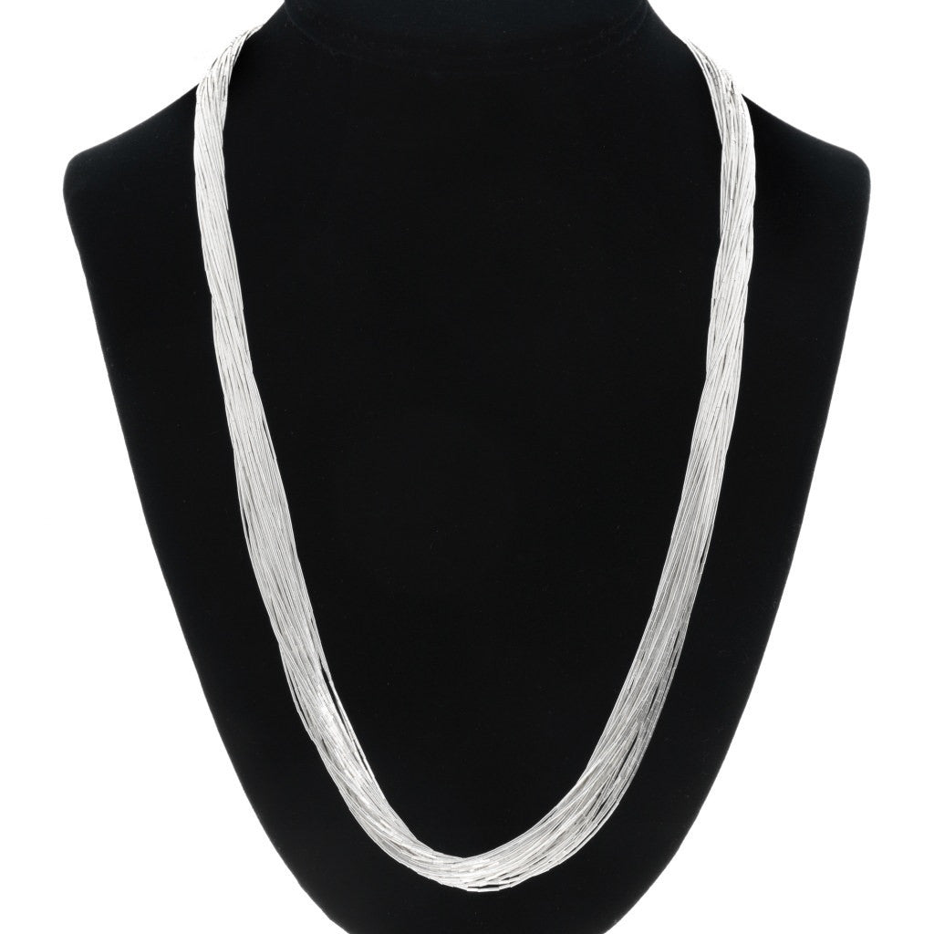 30 Strand Liquid Silver Necklace-24”
