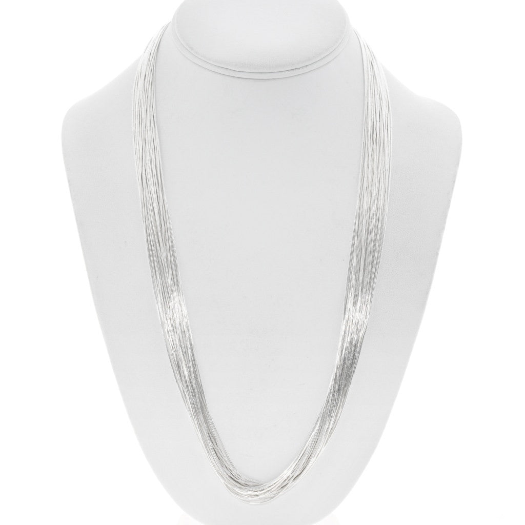 30 Strand Liquid Silver Necklace-24”