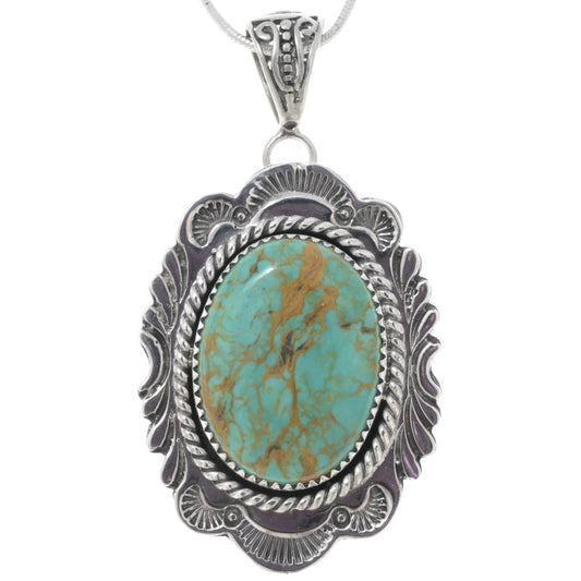Number 8 Turquoise + Sterling Pendant
