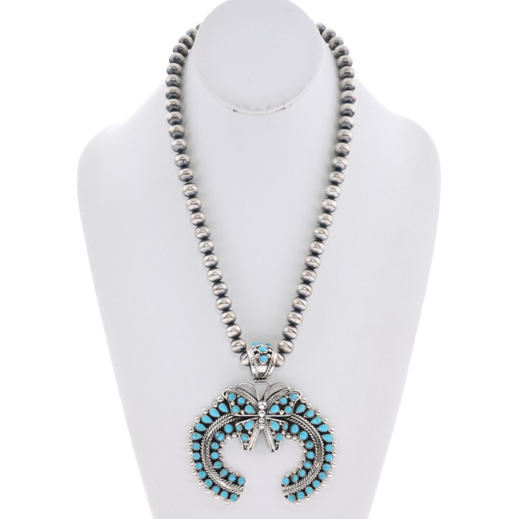 Sleeping Beauty Butterfly Naja Pendant + Sterling Beads