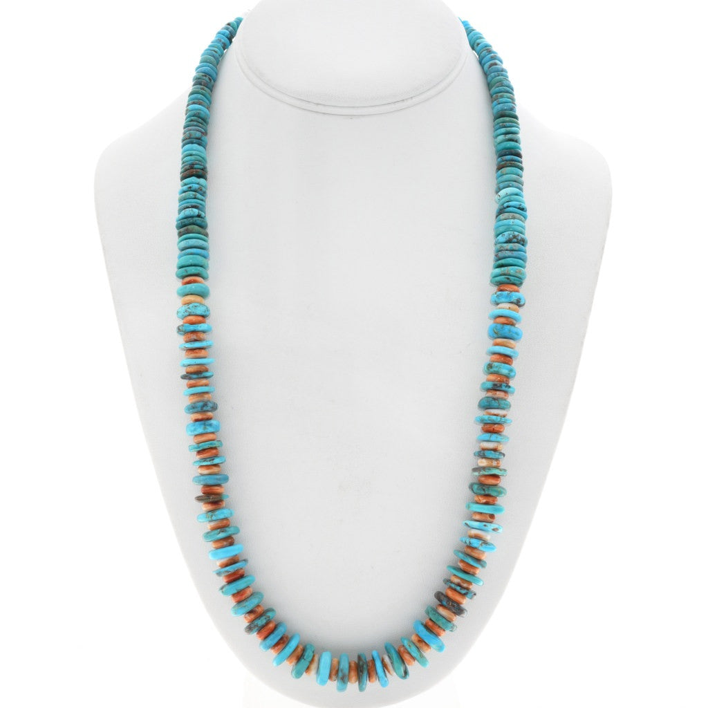 The Canyon Turquoise + Orange Spiny Beaded Necklace