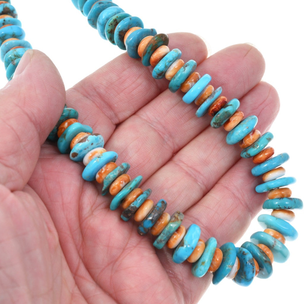 The Canyon Turquoise + Orange Spiny Beaded Necklace