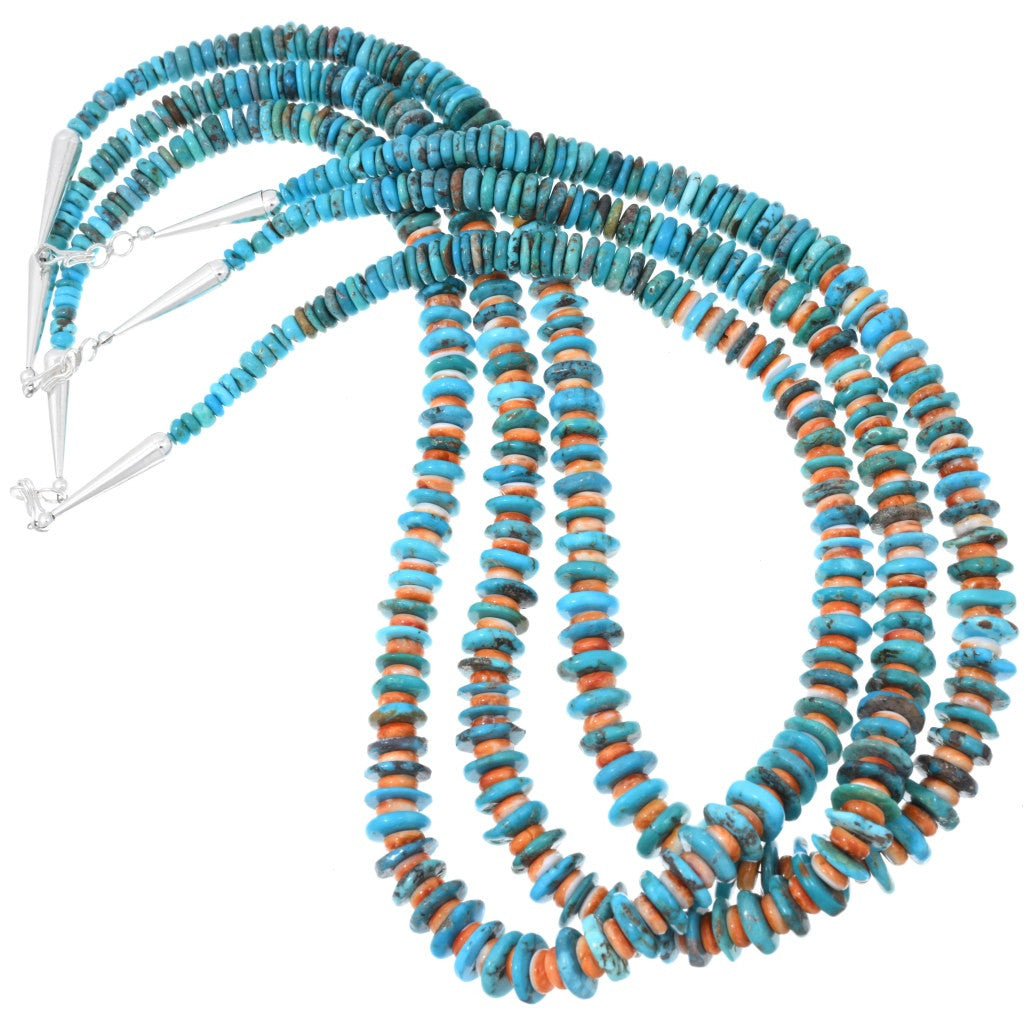 The Canyon Turquoise + Orange Spiny Beaded Necklace