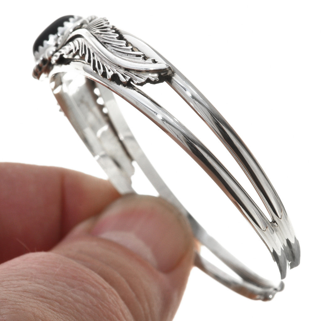 Dainty Sterling & Onyx Navajo Cuff