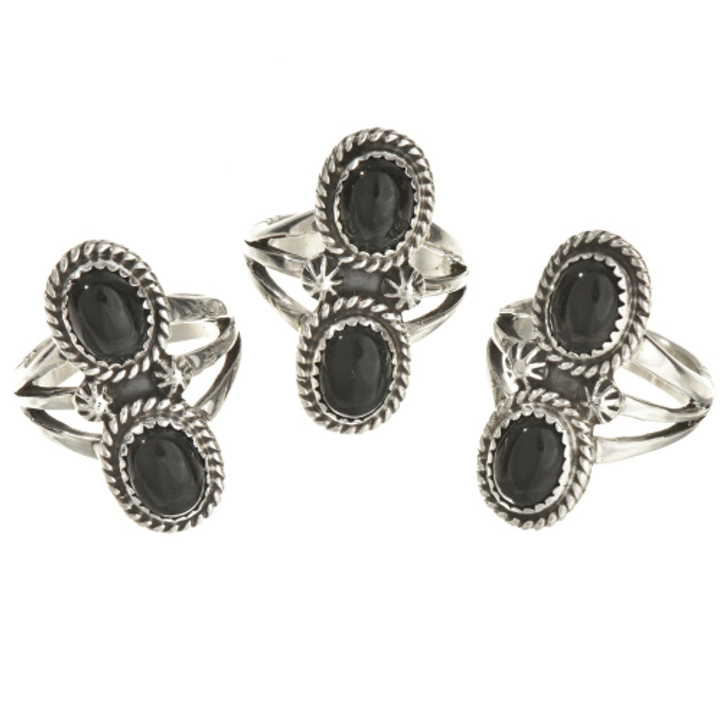 Onyx Double Stone Navajo Ring