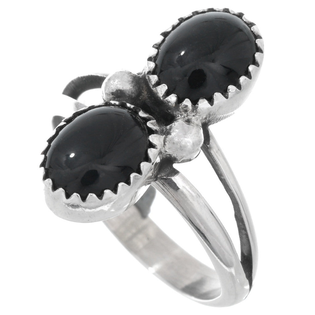 Dainty Onyx Double Stone Navajo Ring