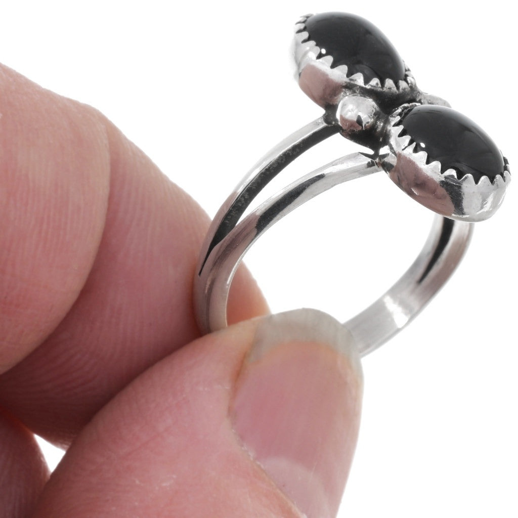 Dainty Onyx Double Stone Navajo Ring