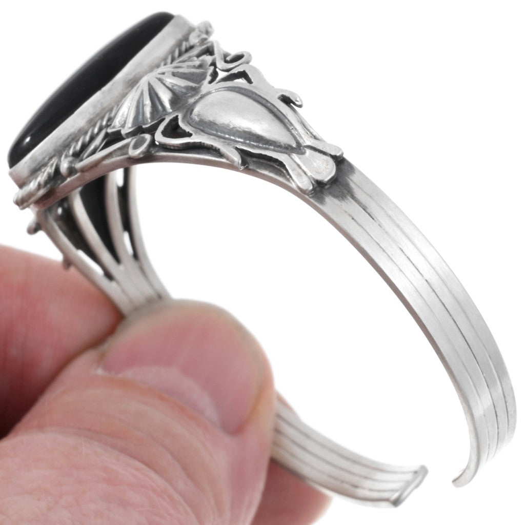 The Midnight Black Onyx & Sterling Cuff