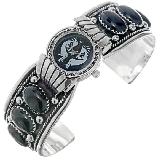 Sterling & Onyx Navajo Watch Cuff