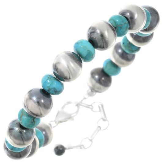 Sterling & Turquoise Beaded Bracelet