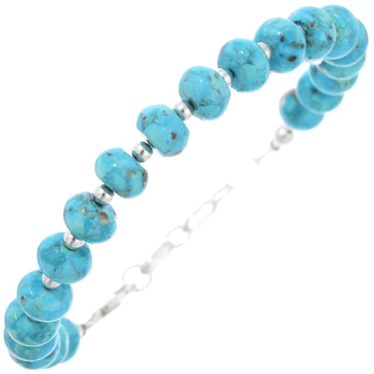 Turquoise + Sterling Beaded Bracelet