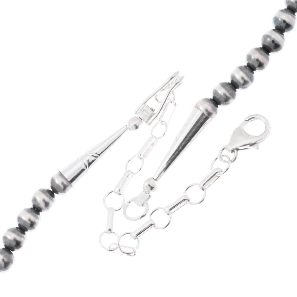 Kingman Turquoise and Sterling Silver Pearl Choker Necklace