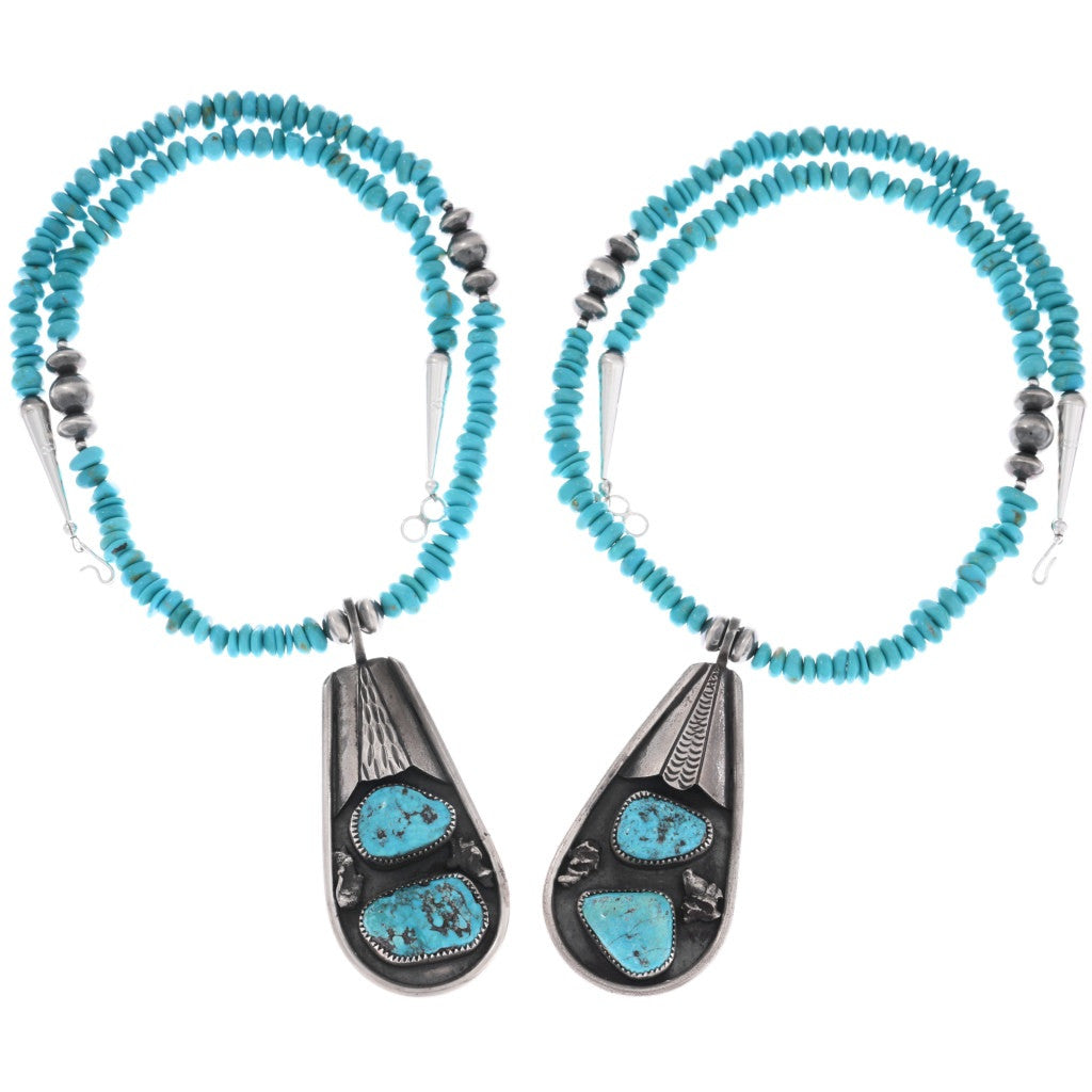 Vintage Kingman Turquoise Pendant + Beaded Necklace