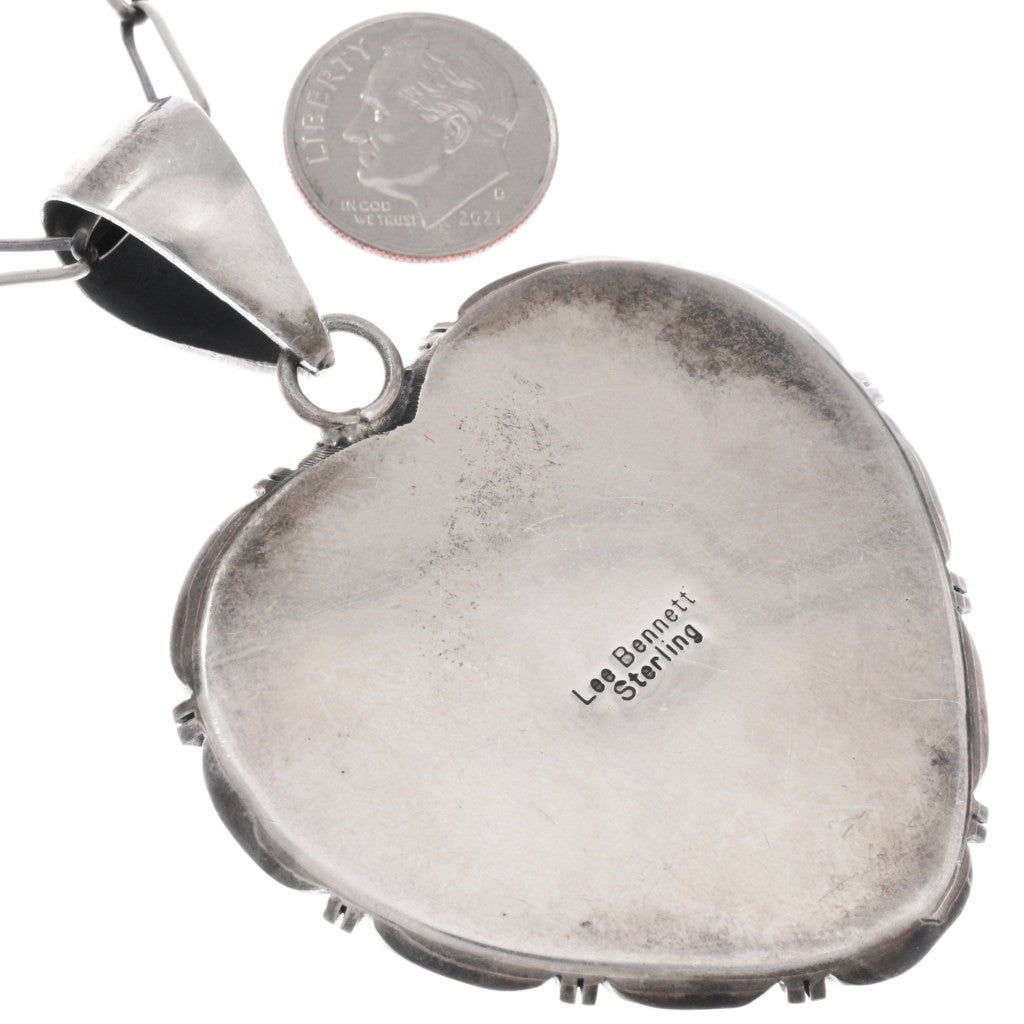 White Buff Heart Pendant + Chain Necklace